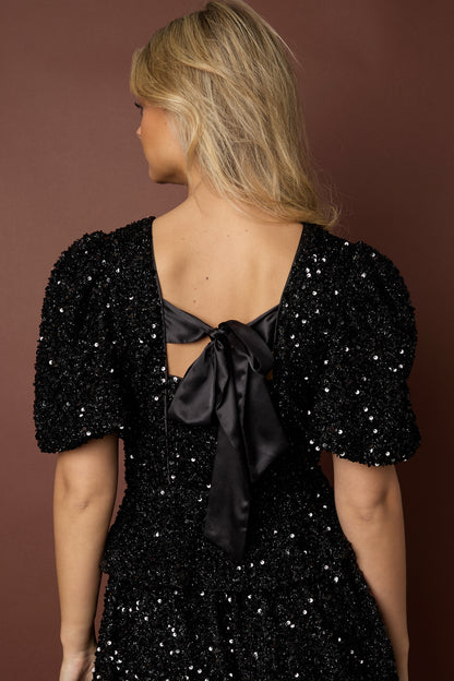 Damen Top Pailletten Kurzarm Casual | Polyester | Mehrfarbig