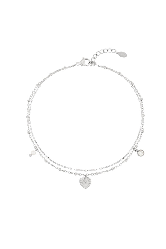 Damen Fußkette Love | 304S-Edelstahl | Goldfarbe & Silberfarbe