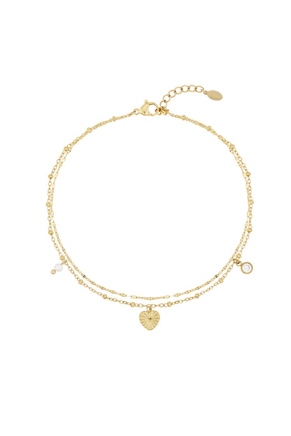 Damen Fußkette Love | 304S-Edelstahl | Goldfarbe & Silberfarbe