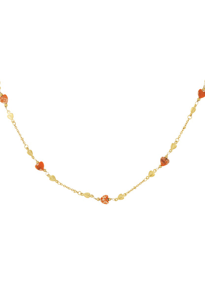 Damen Halskette Embrace The Love Herz | Edelstahl | Orange & Grün