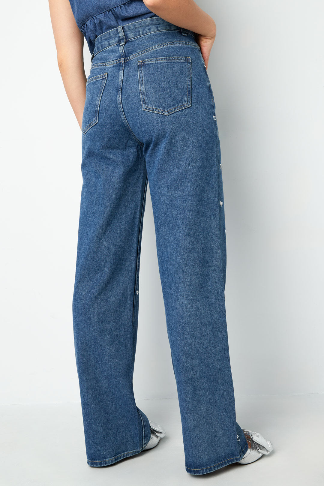 damen jeans herzstickerei | baumwolle | blau