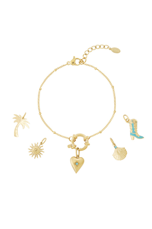 Damen Armband Herz Stein | Vergoldet | Goldfarbe