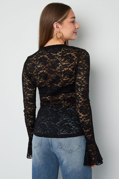 Damen Langarmshirt Spitzenpaneel | Polyester | Mehrfarbig
