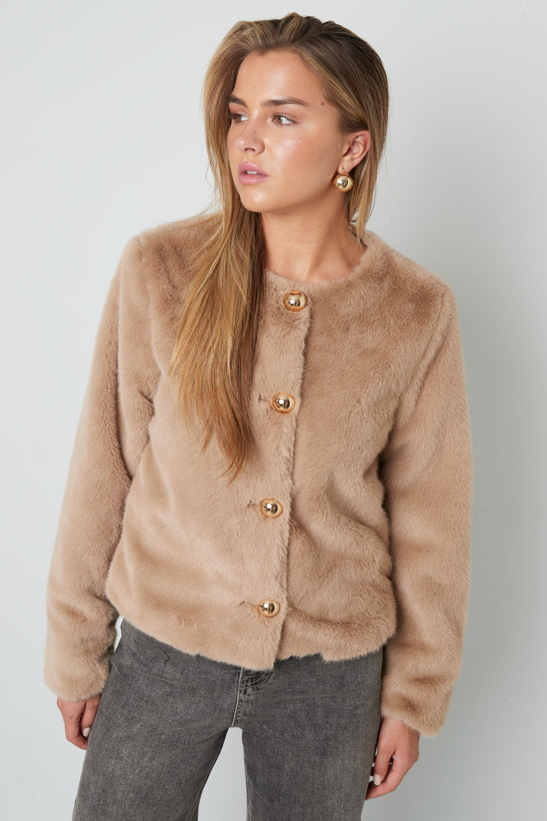 Damen Jacke Vollton Herbst | Polyester | Brauntöne