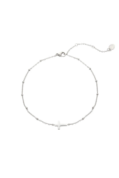 Damen Fußkette Kreuz Anhänger | Edelstahl | Silberfarbe & Goldfarbe