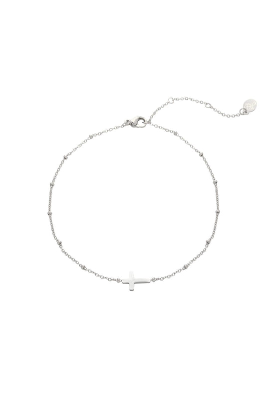 Damen Fußkette Kreuz Anhänger | Edelstahl | Silberfarbe & Goldfarbe