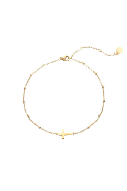 Damen Fußkette Kreuz Anhänger | Edelstahl | Silberfarbe & Goldfarbe