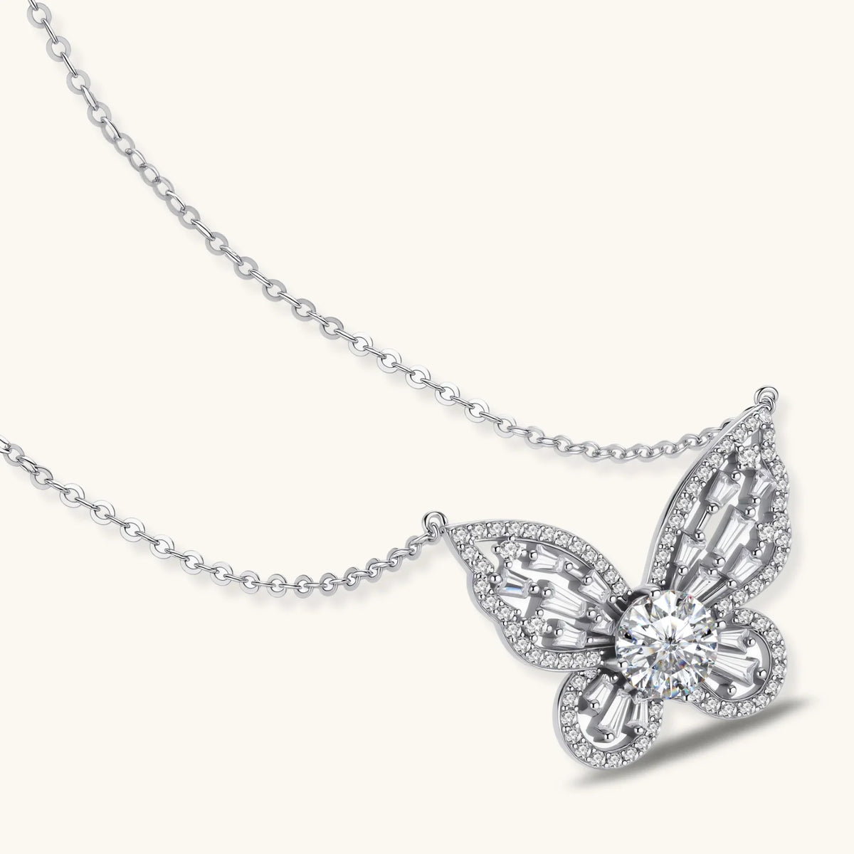 Papillon Halskette – Moissanit, 925er Silber – Ansicht 2
