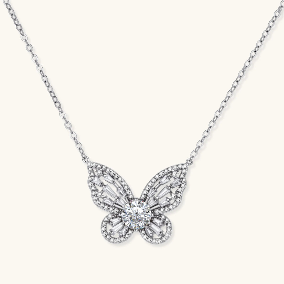 papillon halskette – moissanit, 925er silber – ansicht 1