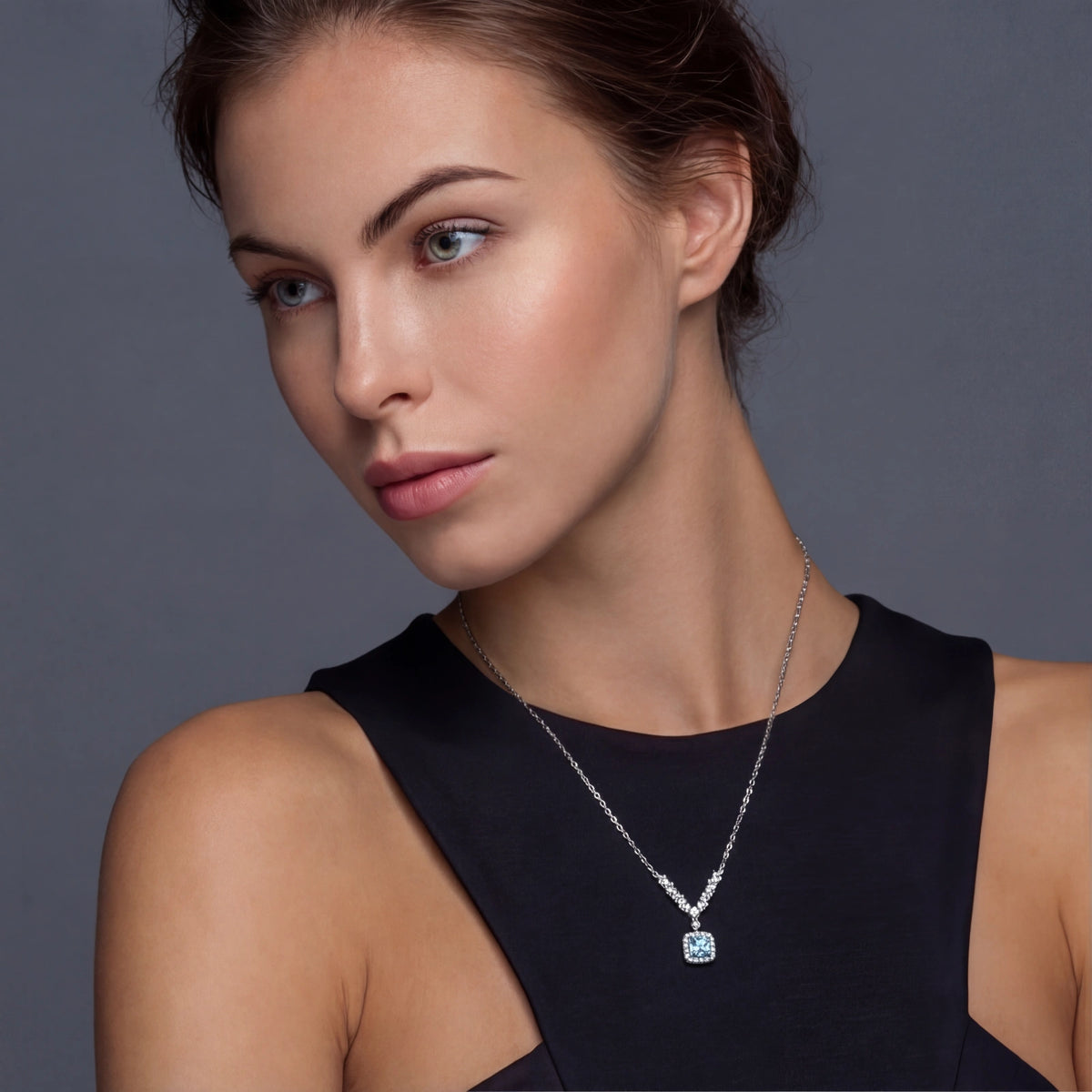luna halskette – moissanit, 925er silber