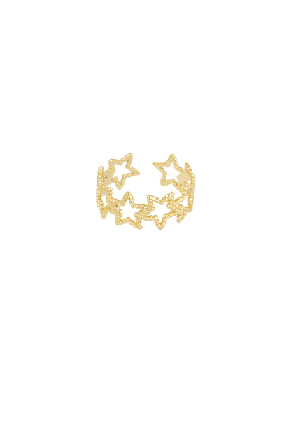 Damen Ring Sternenmuster | Edelstahl | Goldfarbe & Silberfarbe