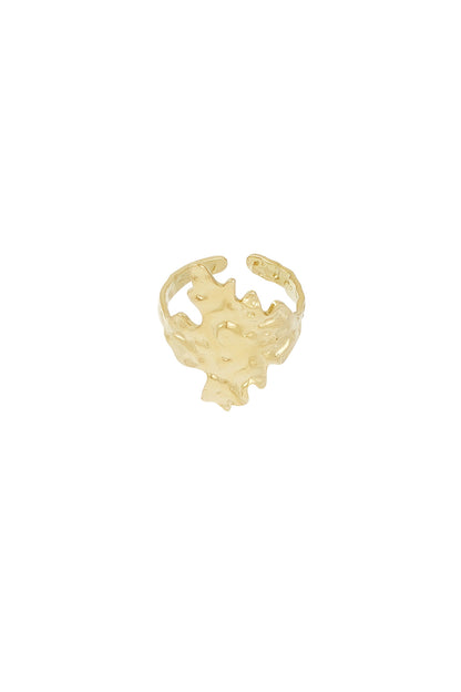 Damen Ring Abstrakte Textur | Edelstahl | Goldfarbe