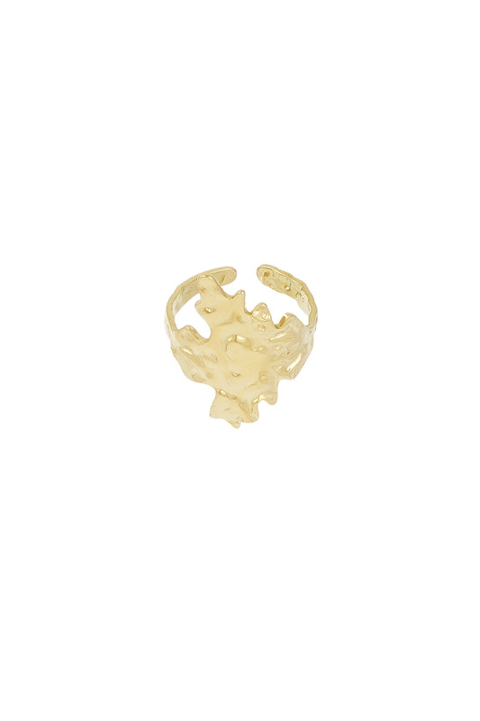 Damen Ring Abstrakte Textur | Edelstahl | Goldfarbe