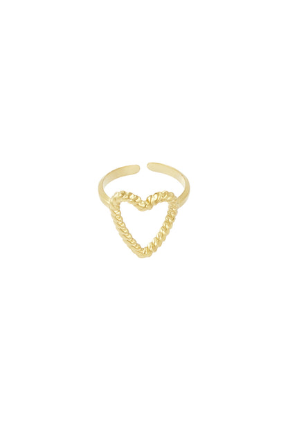 Damen Ring Herz Gedreht | Edelstahl | Goldfarbe