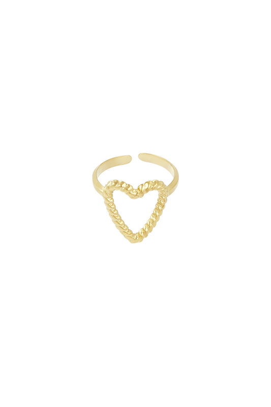 Damen Ring Herz Gedreht | Edelstahl | Goldfarbe