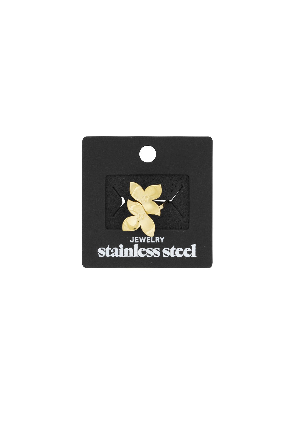 damen ring blumenduo | edelstahl | silberfarbe
