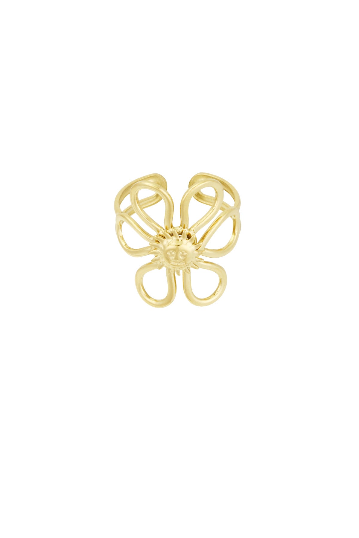damen ring sonnenblume | edelstahl | goldfarbe
