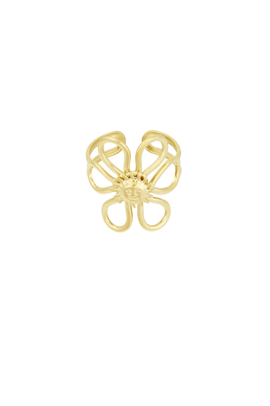 Damen Ring Sonnenblume | Edelstahl | Goldfarbe