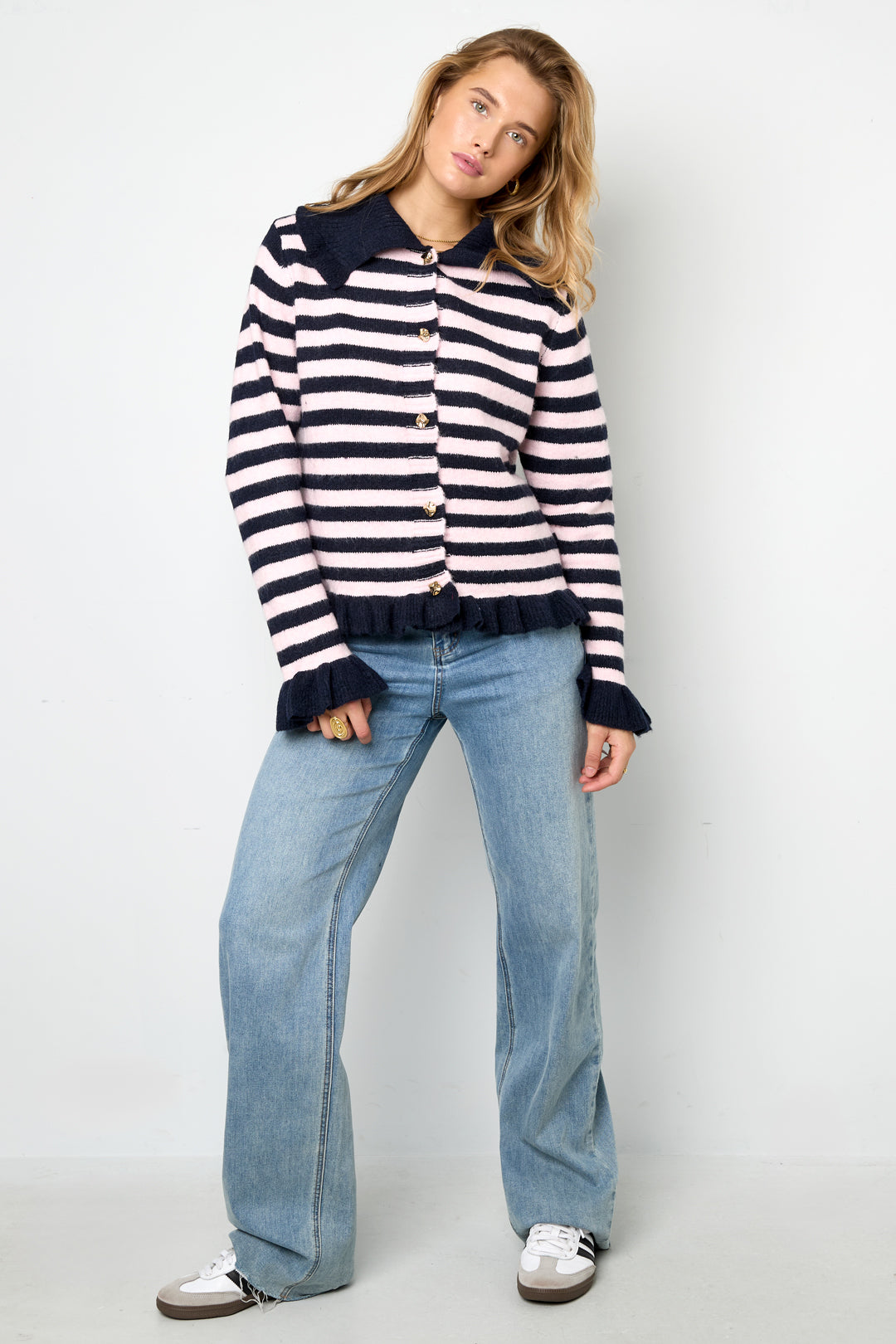 Damen Cardigan Strick Streifen | Polyester | Mehrfarbig