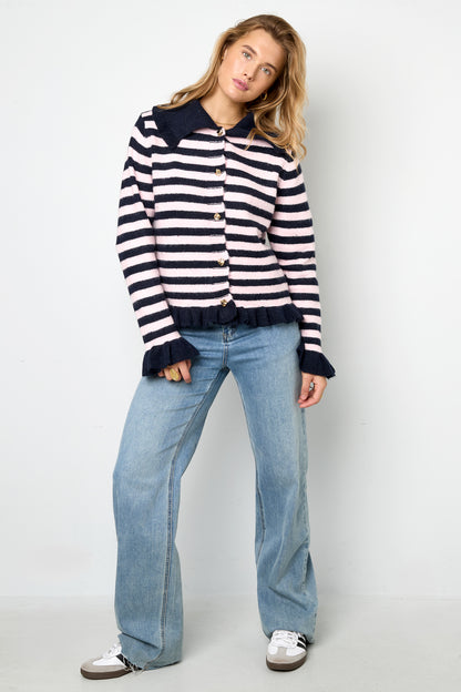 Damen Cardigan Strick Streifen | Polyester | Mehrfarbig