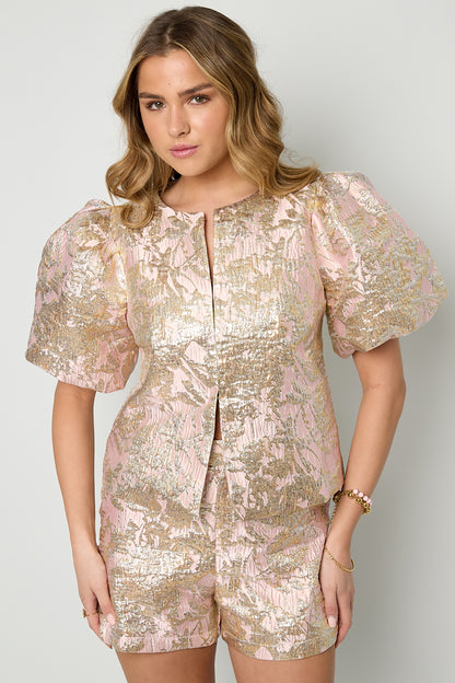 Damen Top Blumendruck Sommer | Polyester | Rosa