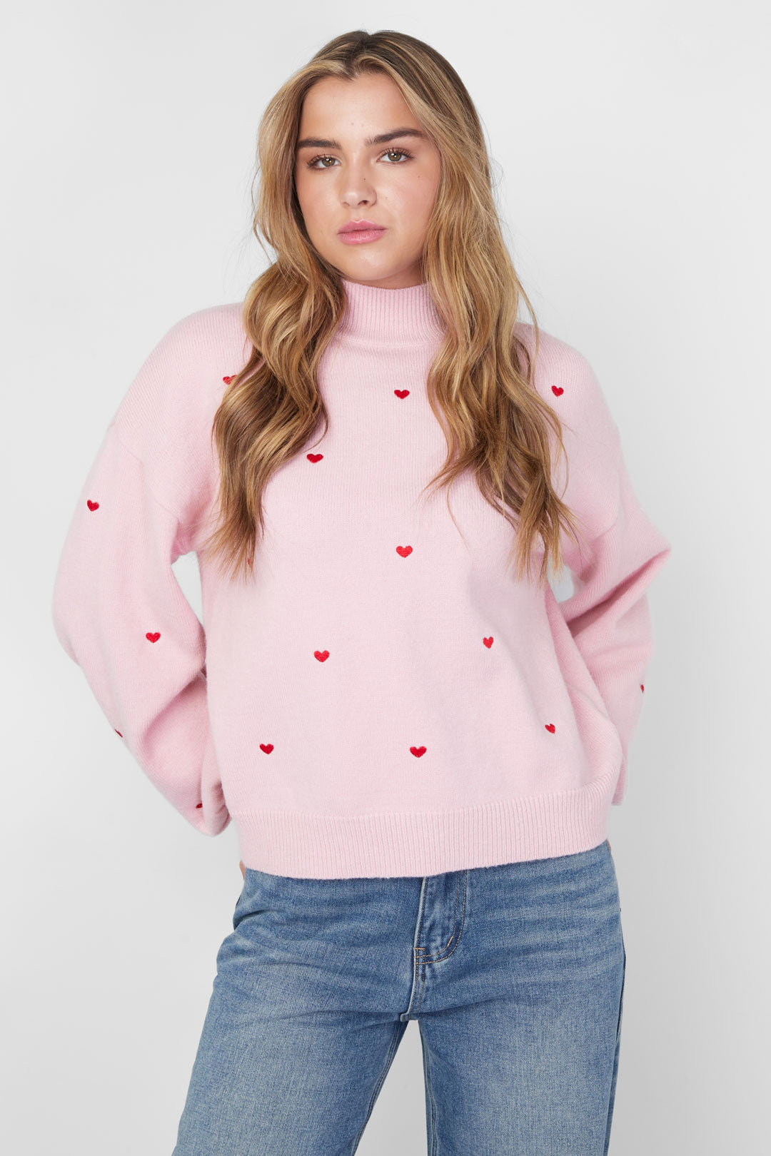 damen pullover herzmuster strick | acryl | mehrfarbig