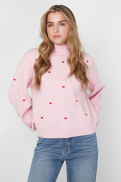 Damen Pullover Herzmuster Strick | Acryl | Mehrfarbig