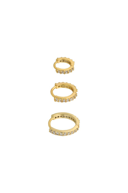 Damen Ohrringe-Set Kreisformen | Kupfer vergoldet | Gold Silber & Rot