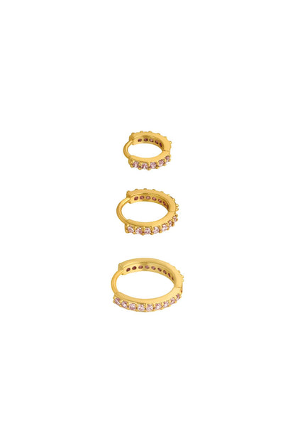 Damen Ohrringe-Set Kreisformen | Kupfer vergoldet | Gold Silber & Rot
