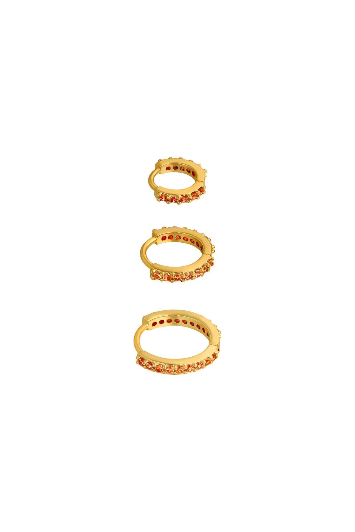 Damen Ohrringe-Set Kreisformen | Kupfer vergoldet | Gold Silber & Rot