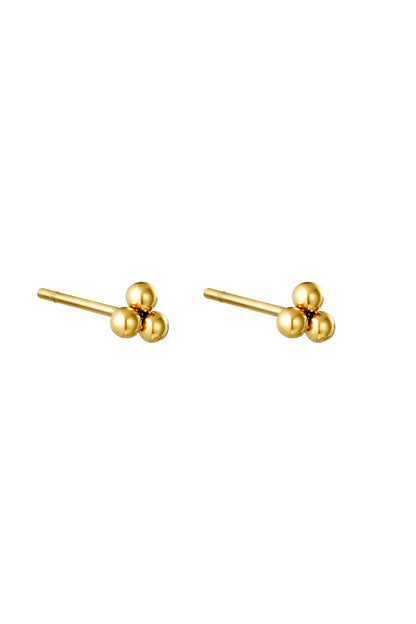 Damen Ohrringe Triple Kugel | Edelstahl | Goldfarbe