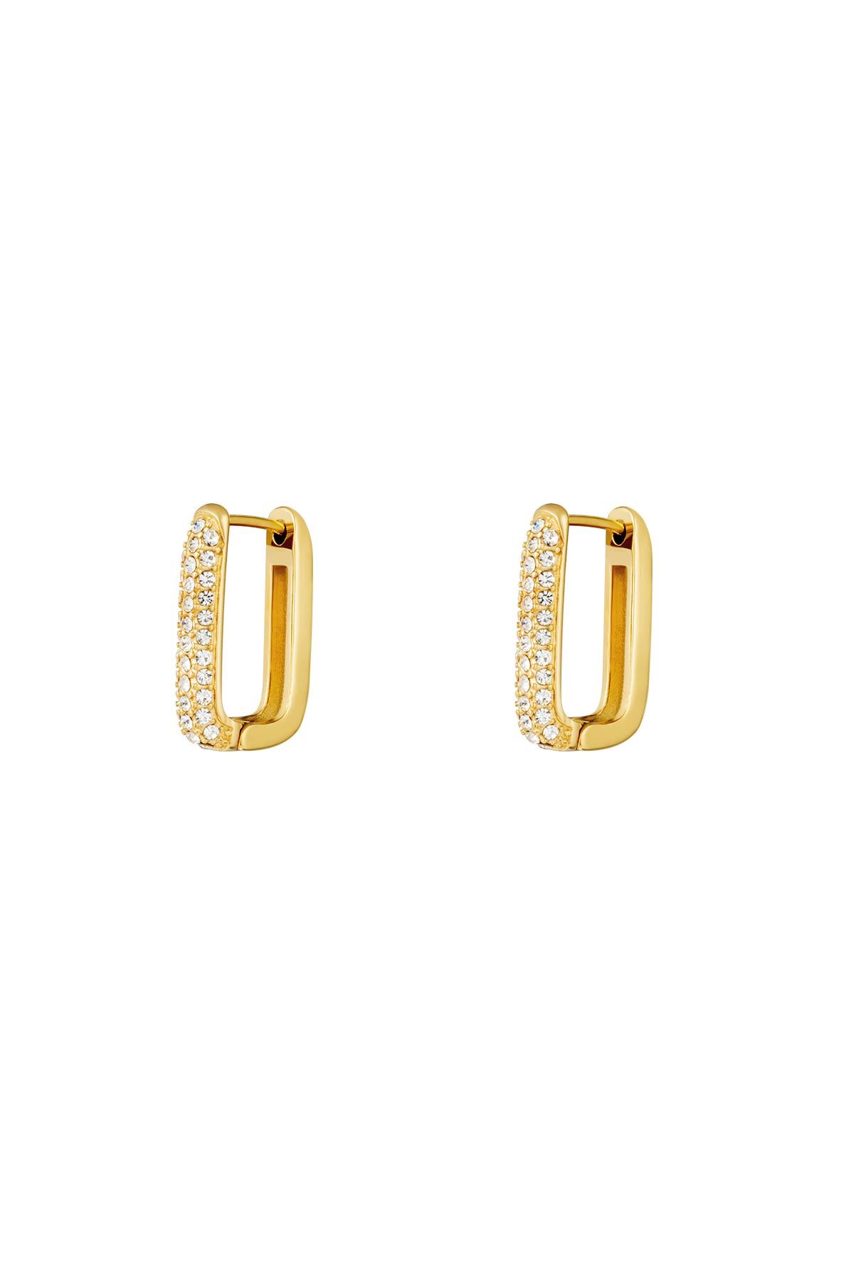 Damen Ohrringe Zirkon Rechteck | Edelstahl | Goldfarbe & Silberfarbe