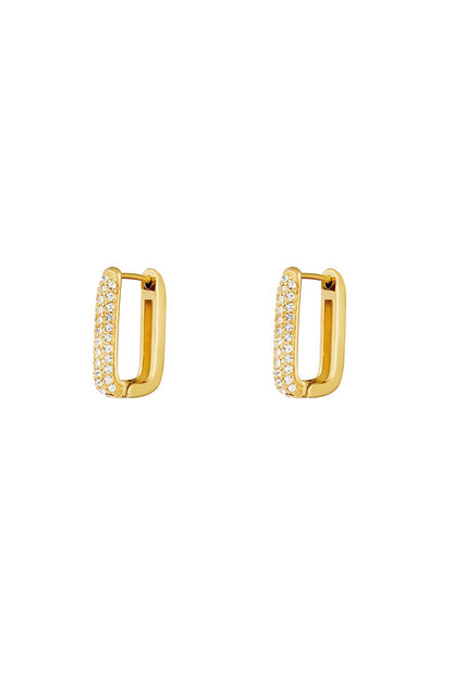 Damen Ohrringe Zirkon Rechteck | Edelstahl | Goldfarbe & Silberfarbe