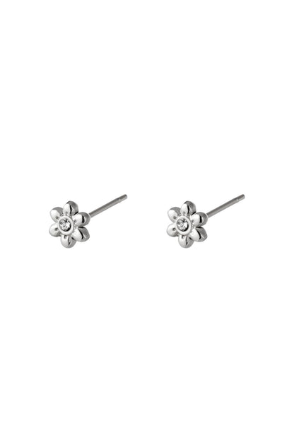 Damen Ohrstecker Blume Zirkon | Edelstahl | Goldfarbe & Silberfarbe