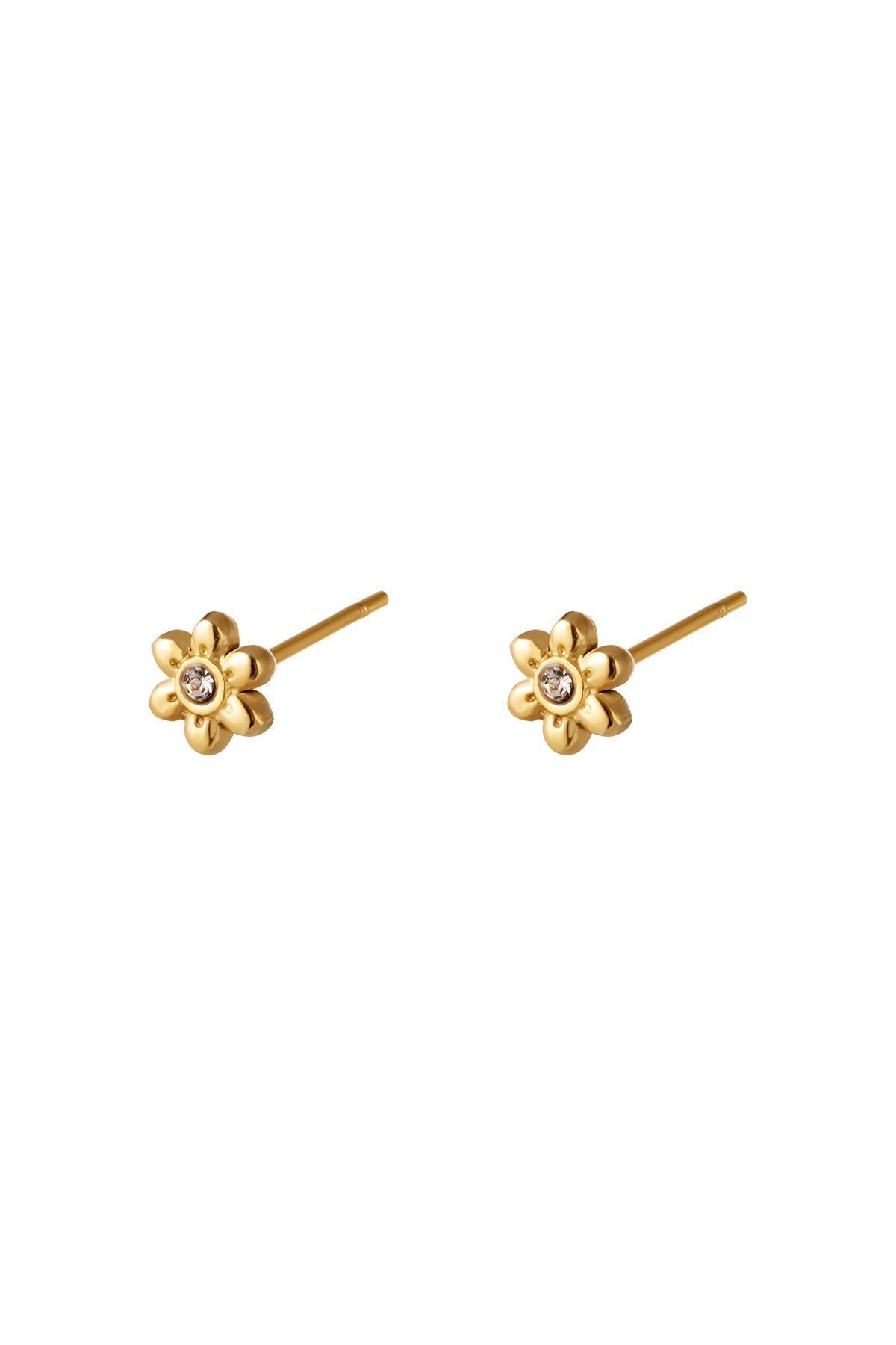 Damen Ohrstecker Blume Zirkon | Edelstahl | Goldfarbe & Silberfarbe