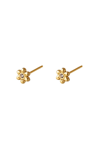 Damen Ohrstecker Blume Zirkon | Edelstahl | Goldfarbe & Silberfarbe