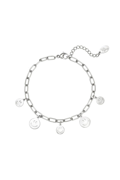 Armband mehrere Smileys Goldfarbe Edelstahl
