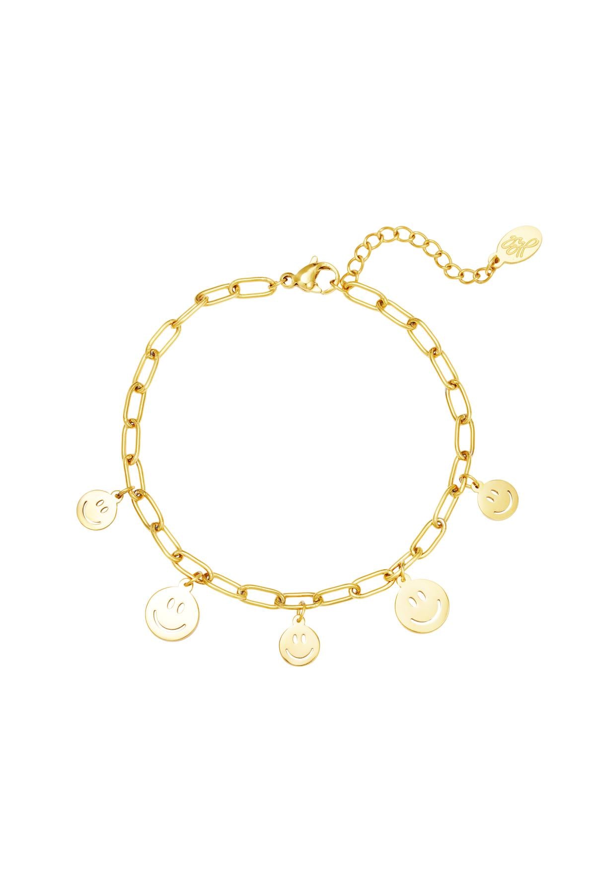 armband mehrere smileys goldfarbe edelstahl