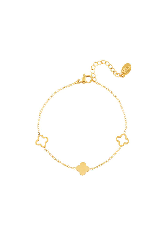 Armband Klee Goldfarbe Edelstahl