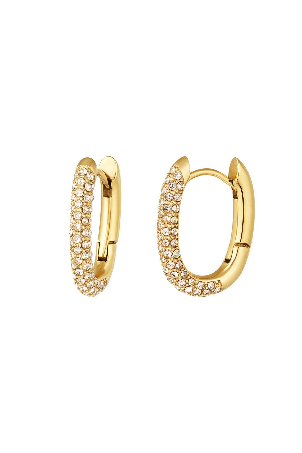 damen ohrringe oval zirkonia | edelstahl | goldfarbe