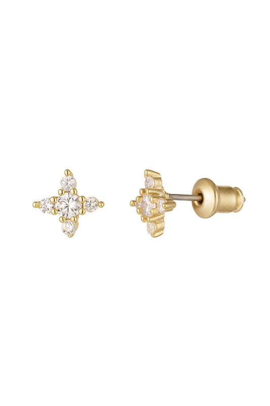 Damen Ohrstecker Stern Zirkonia | Kupfer vergoldet | Goldfarbe