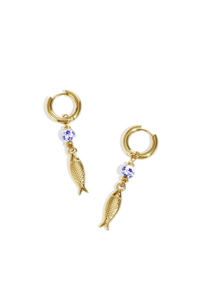 Damen Ohrhänger Fisch | Edelstahl | Goldfarbe