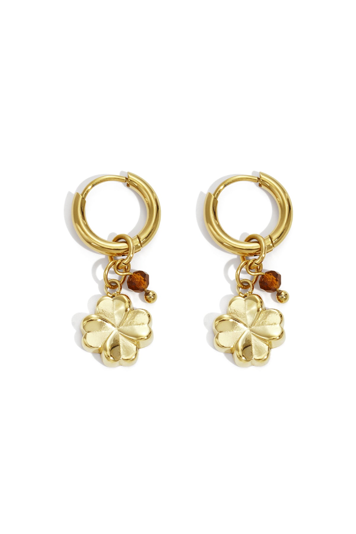 damen ohrringe stein elegant | edelstahl | orange, rosenrot & braun