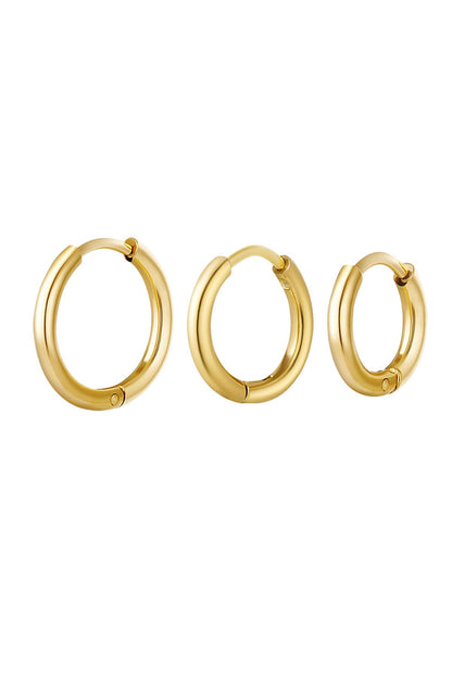 Damen Creolen-Set 3-teilig | Edelstahl | Gold & Silber