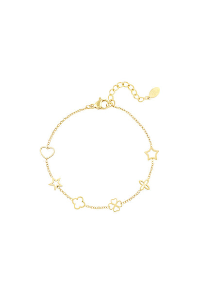 Armband mit Figuren Goldfarbe Edelstahl