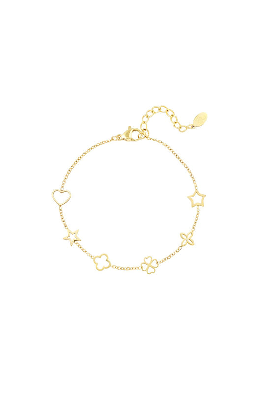 Armband mit Figuren Goldfarbe Edelstahl