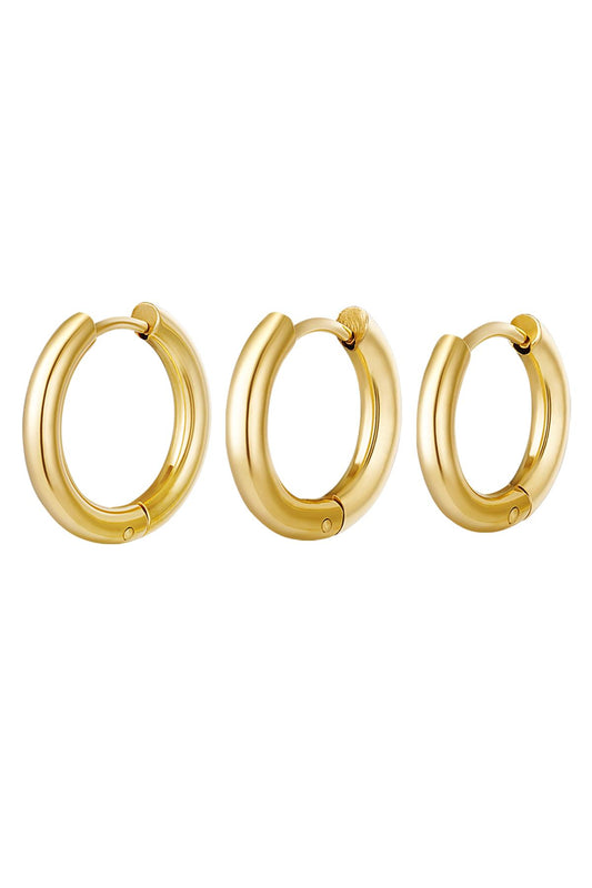 Damen Creolen-Set 3-teilig | Edelstahl | Gold & Silber