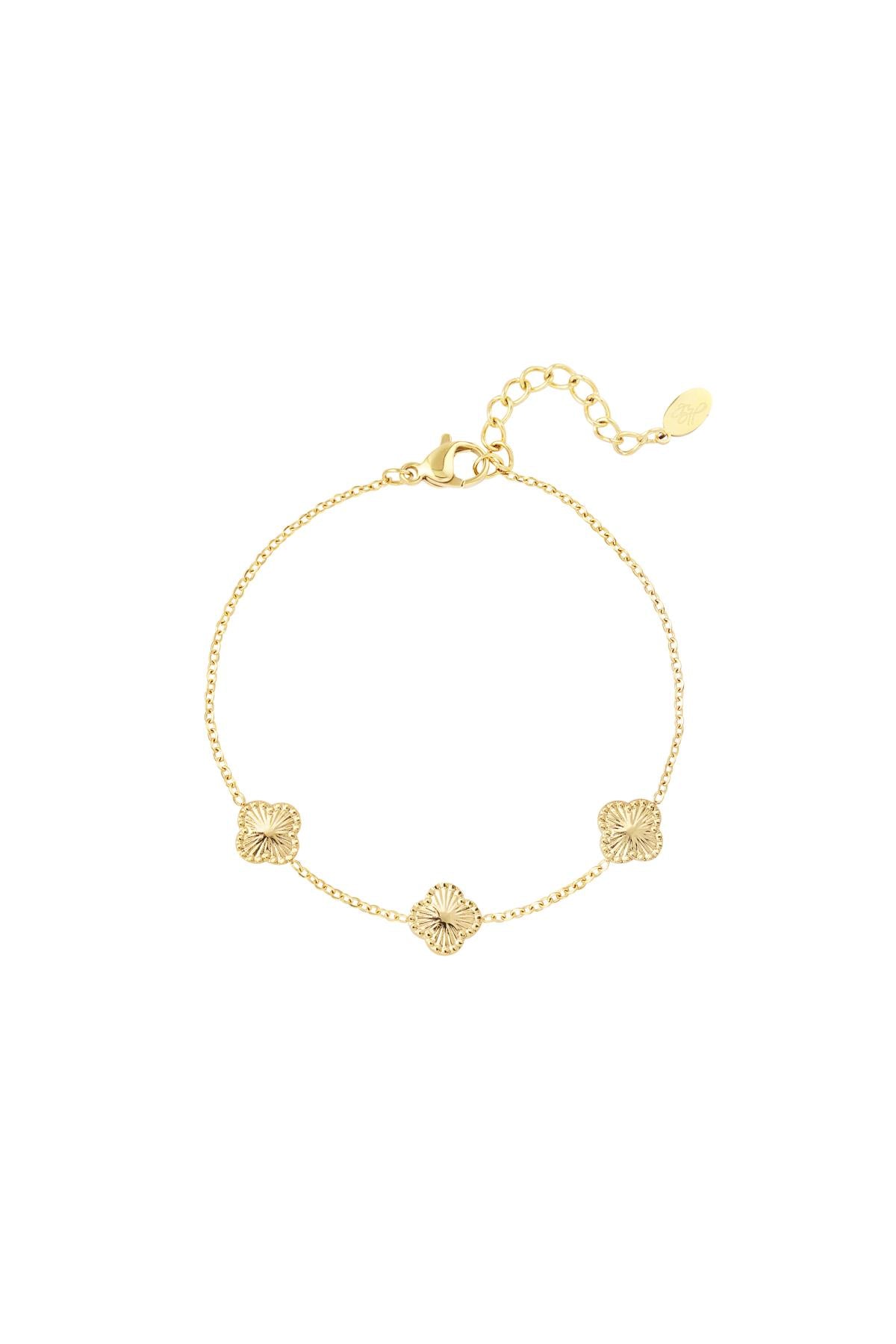 armband kleeblatt mit muster goldfarbe edelstahl