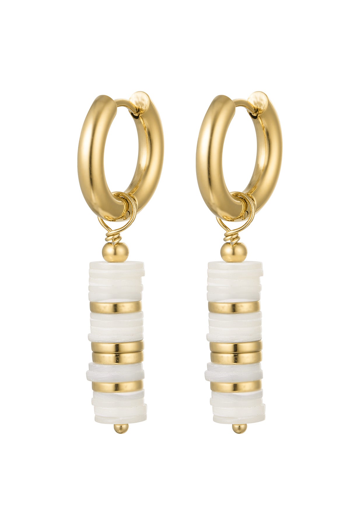 damen ohrringe flache perlen | edelstahl | goldfarbe