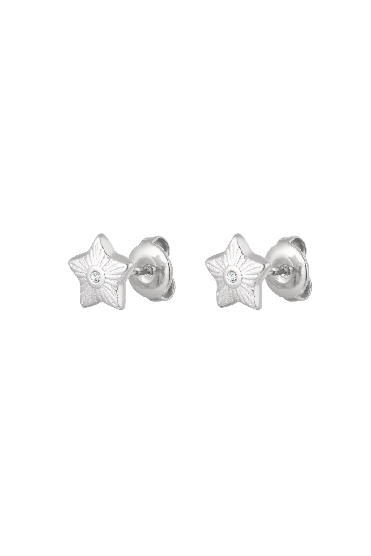 Damen Ohrstecker Stern Weißer Stein | Edelstahl | Goldfarbe